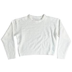 Fuzzy White Sweater NWT Cider Crew Neck Long Sleeve Large